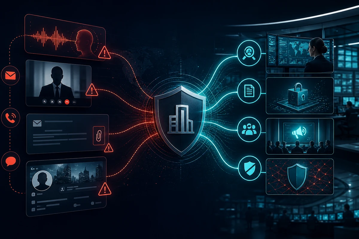 AI voice, email and social impersonation being verified and contained by a security team