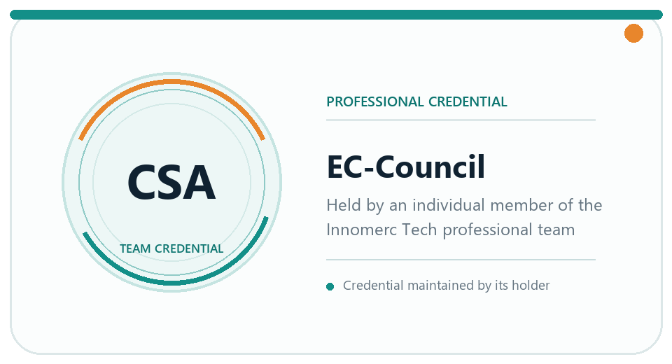 CSA professional credential represented across the Innomerc Tech team