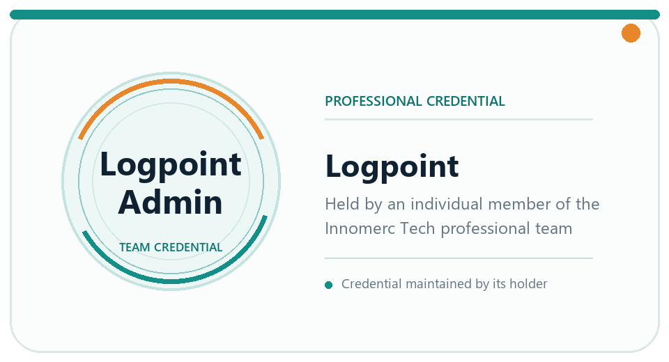Logpoint Admin professional credential represented across the Innomerc Tech team